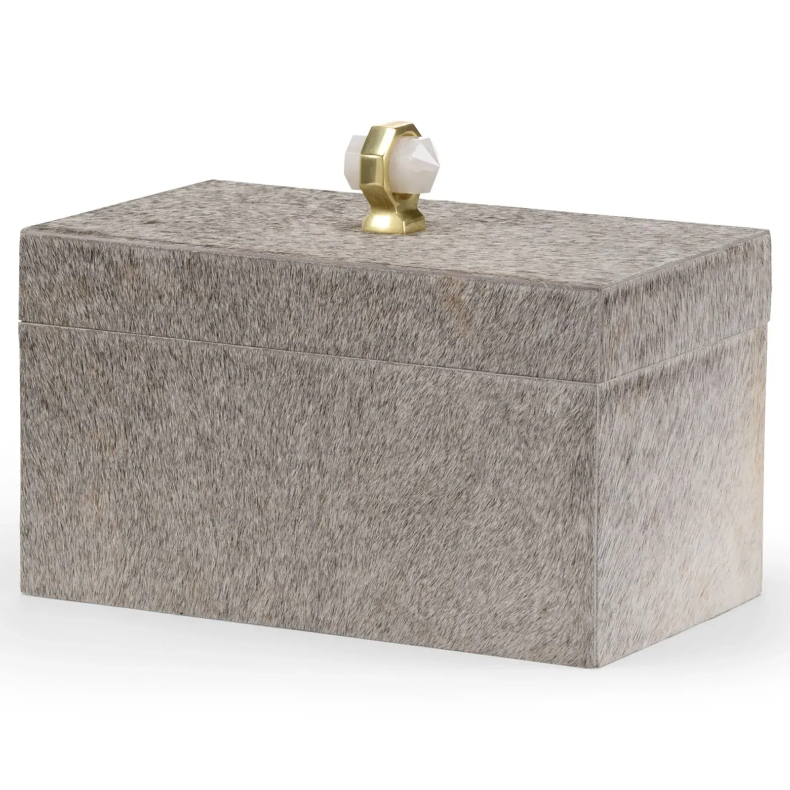 Andre Decorative Box - Grey, Hair On Hide