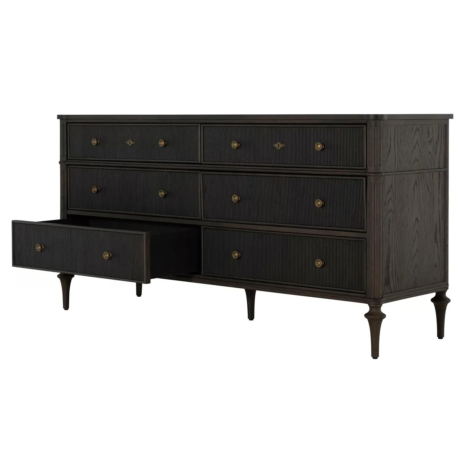 Andrea Double Dresser - Dark Brown, Oak