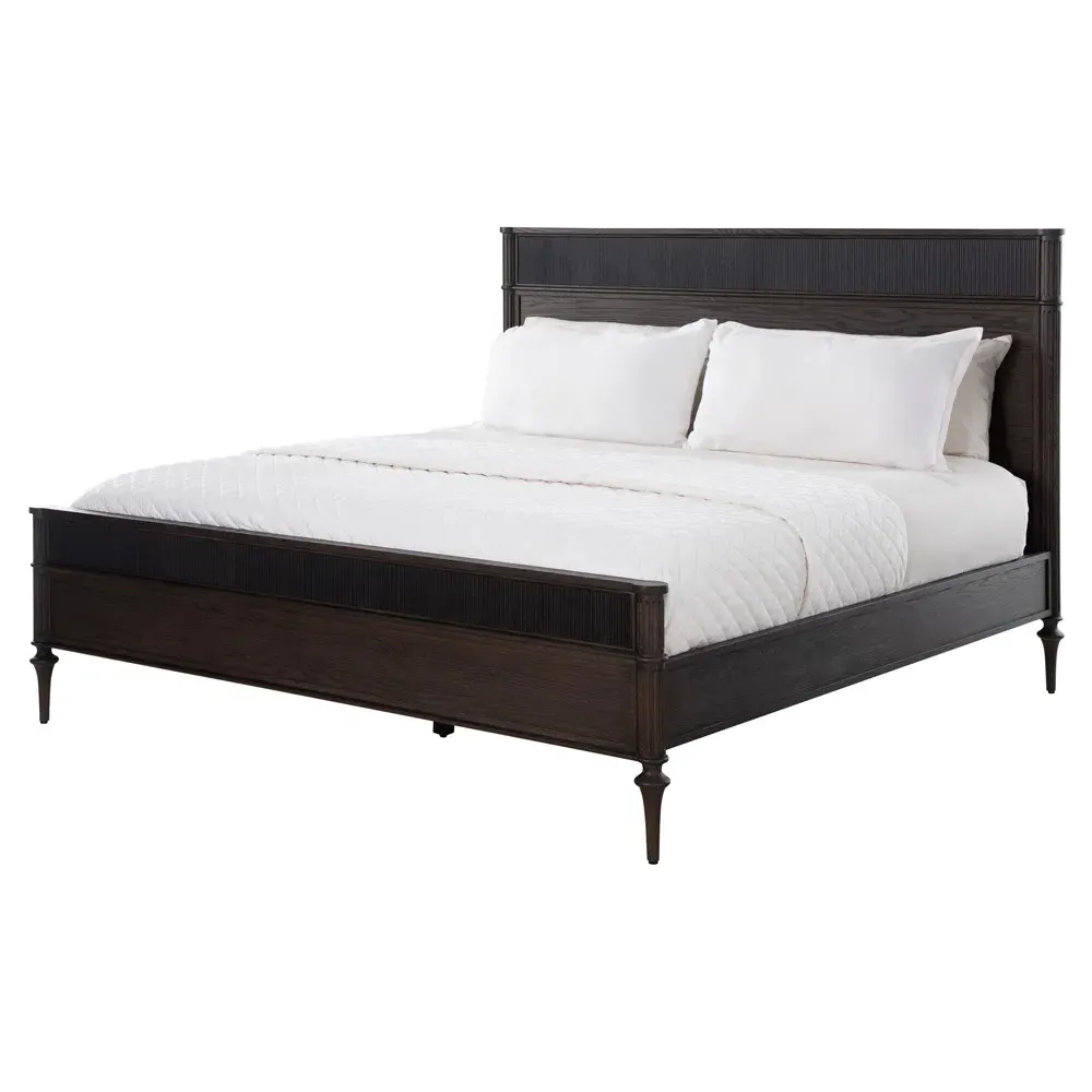 Andrea French Country King Size Bed - Dark Brown, Oak
