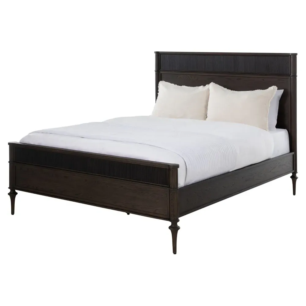 Andrea French Country Queen Size Bed - Dark Brown, Oak