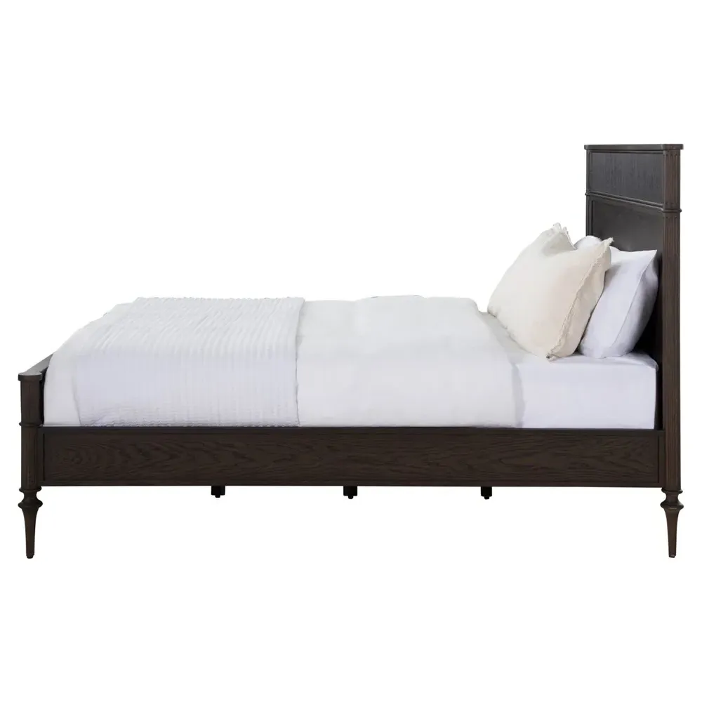 Andrea French Country Queen Size Bed - Dark Brown, Oak