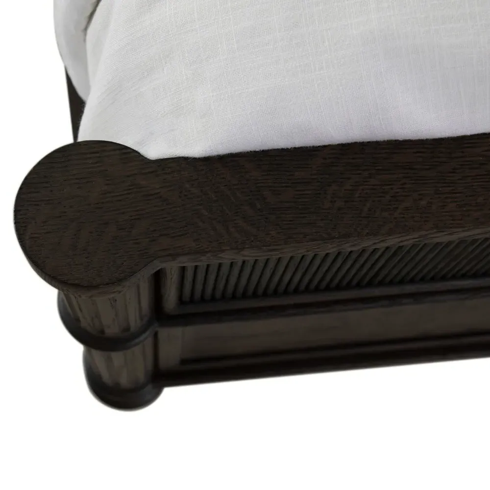 Andrea French Country Queen Size Bed - Dark Brown, Oak