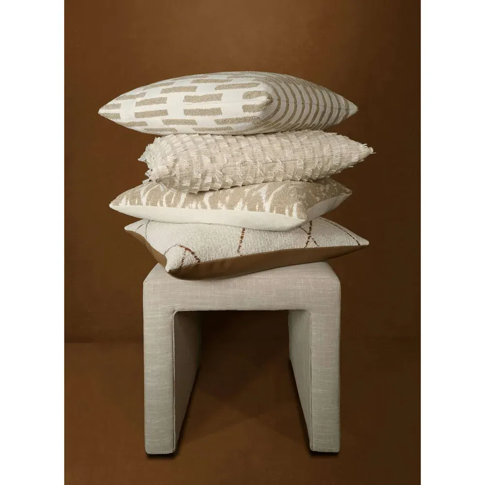 Andrea Fringed Decorative Throw Pillow - Beige, Polyester