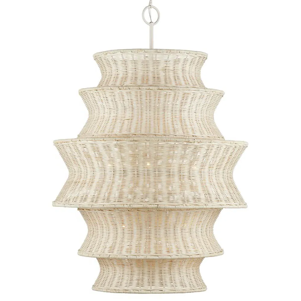 Andrea Large 5 Tier Chandelier - Bleached Natural, Rattan