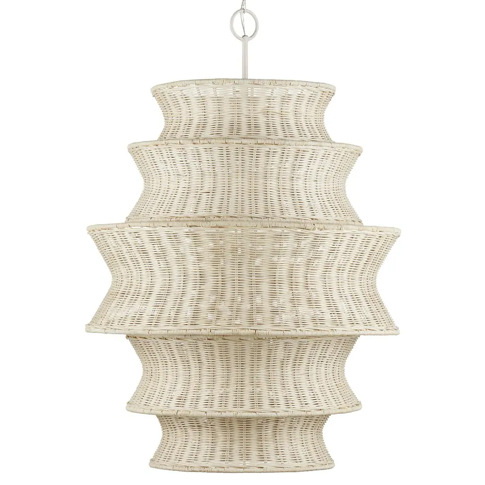 Andrea Large 5 Tier Chandelier - Bleached Natural, Rattan