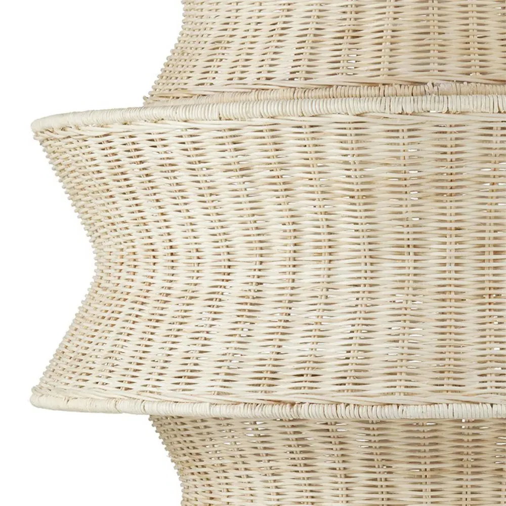Andrea Medium 3 Tier Chandelier - Bleached Natural, Rattan