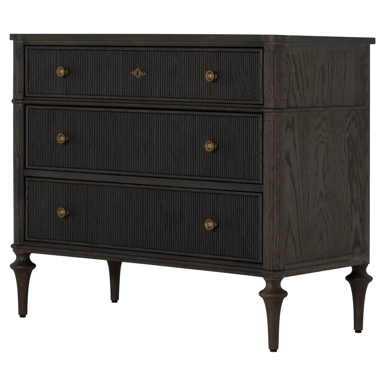 Andrea Oak Wood Chest - Dark Brown