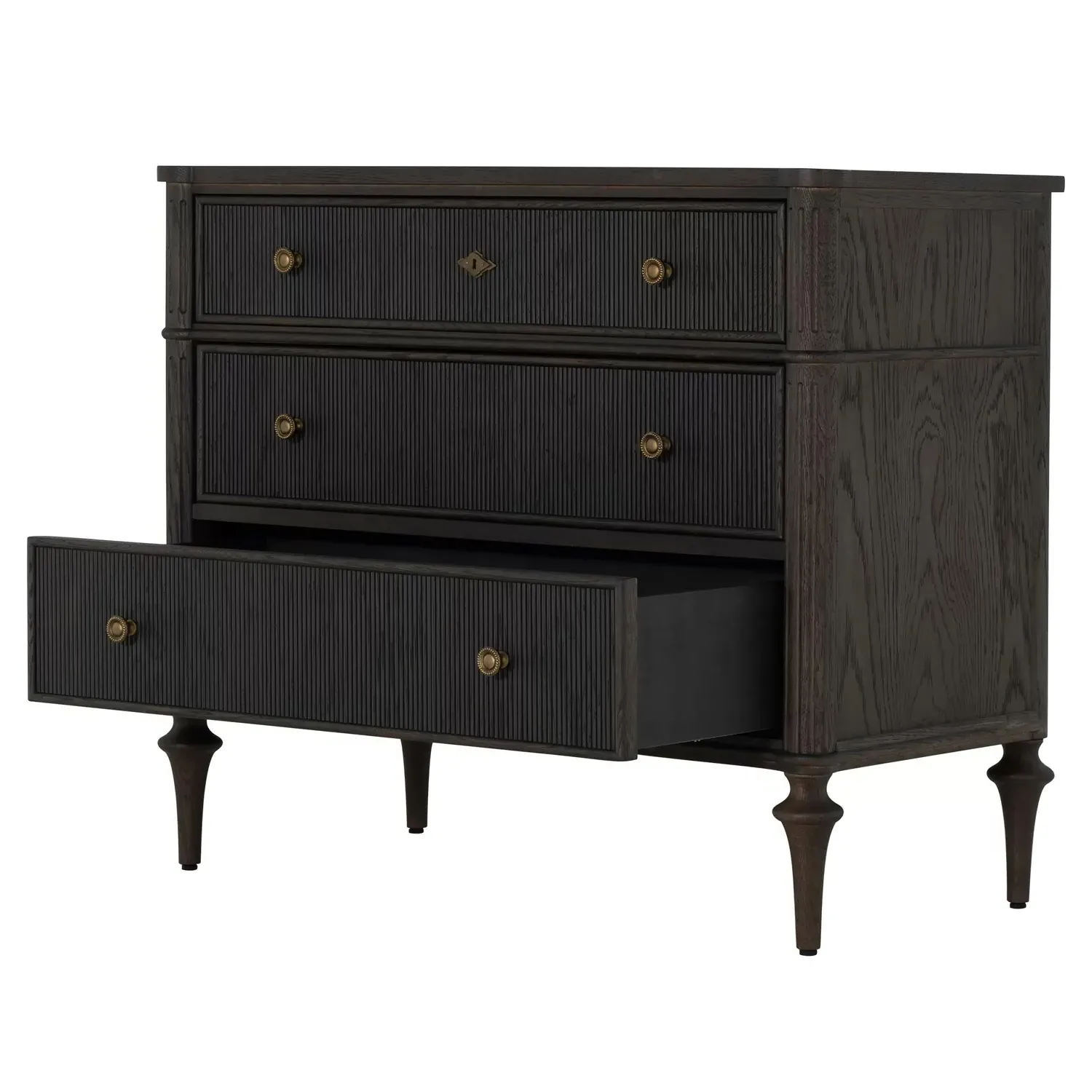 Andrea Oak Wood Chest - Dark Brown