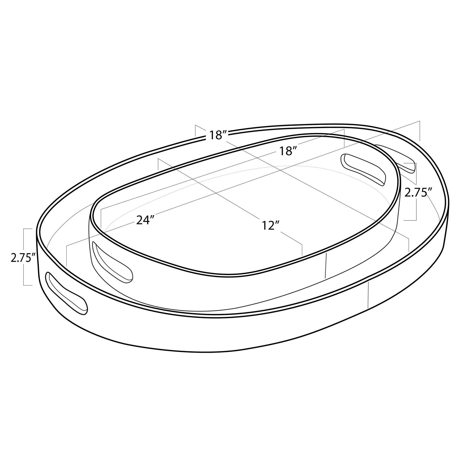 Andres Decorative Tray Set of 2 - Grey, Hair on Hide