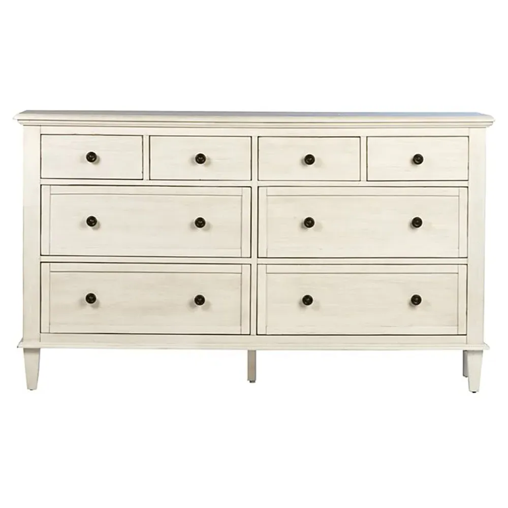 Andrew 8 Drawer Double Dresser - White, Acacia Wood image