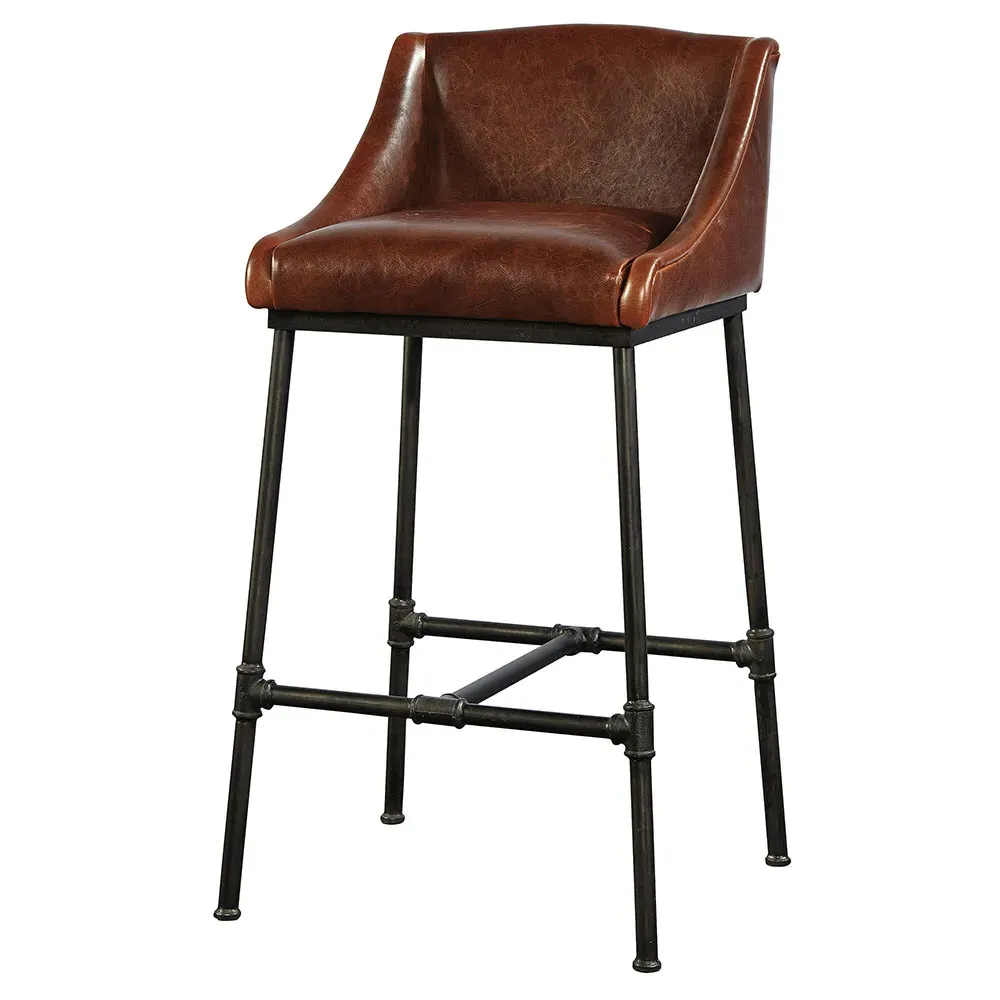 Andrew Bar Stool - Brown, Leather