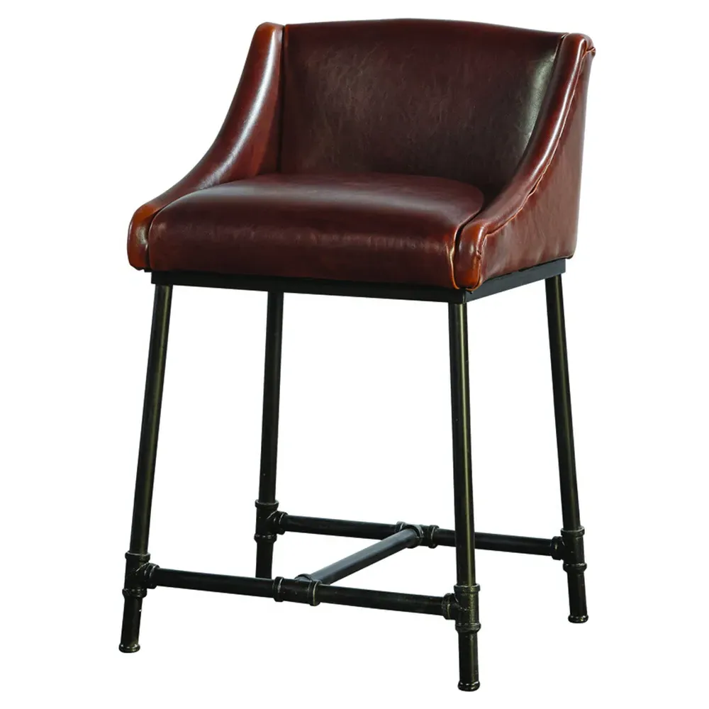 Andrew Counter Stool - Brown, Leather