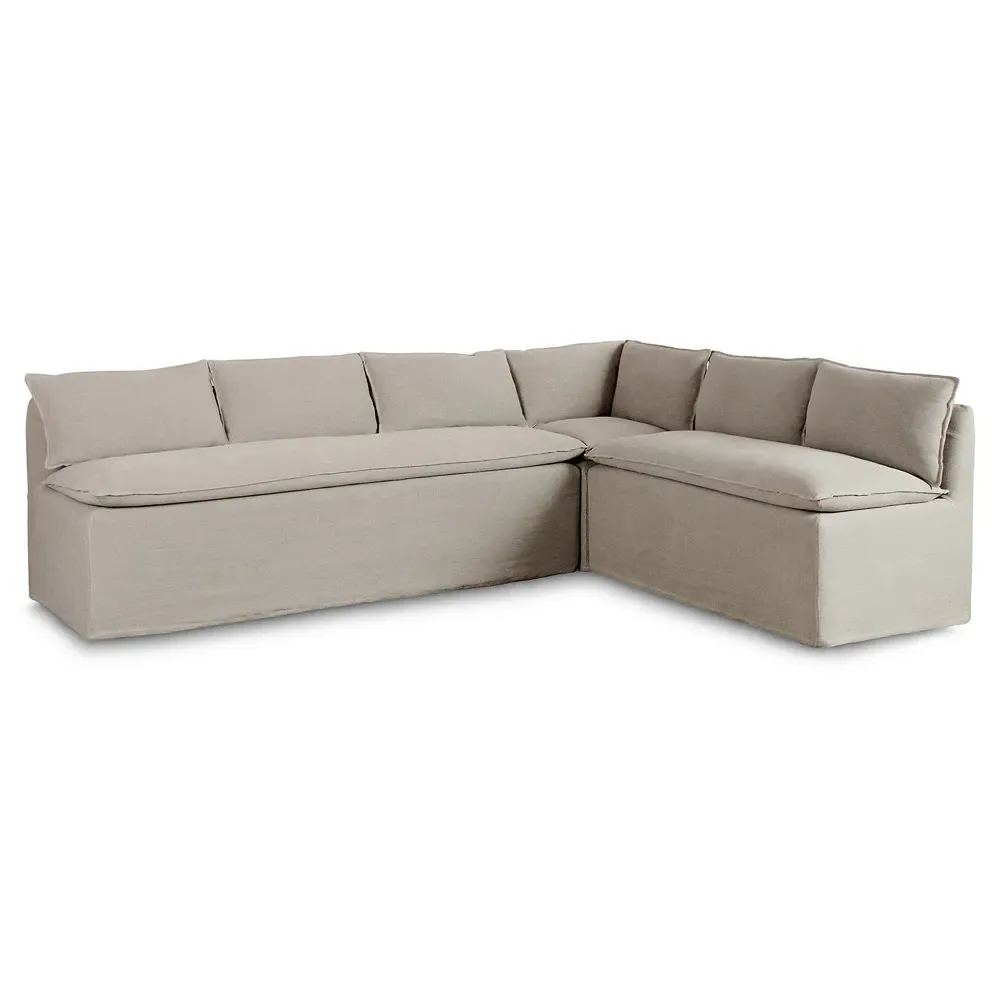 Andrew Slipcovered Dining Banquette - Grey, Linen