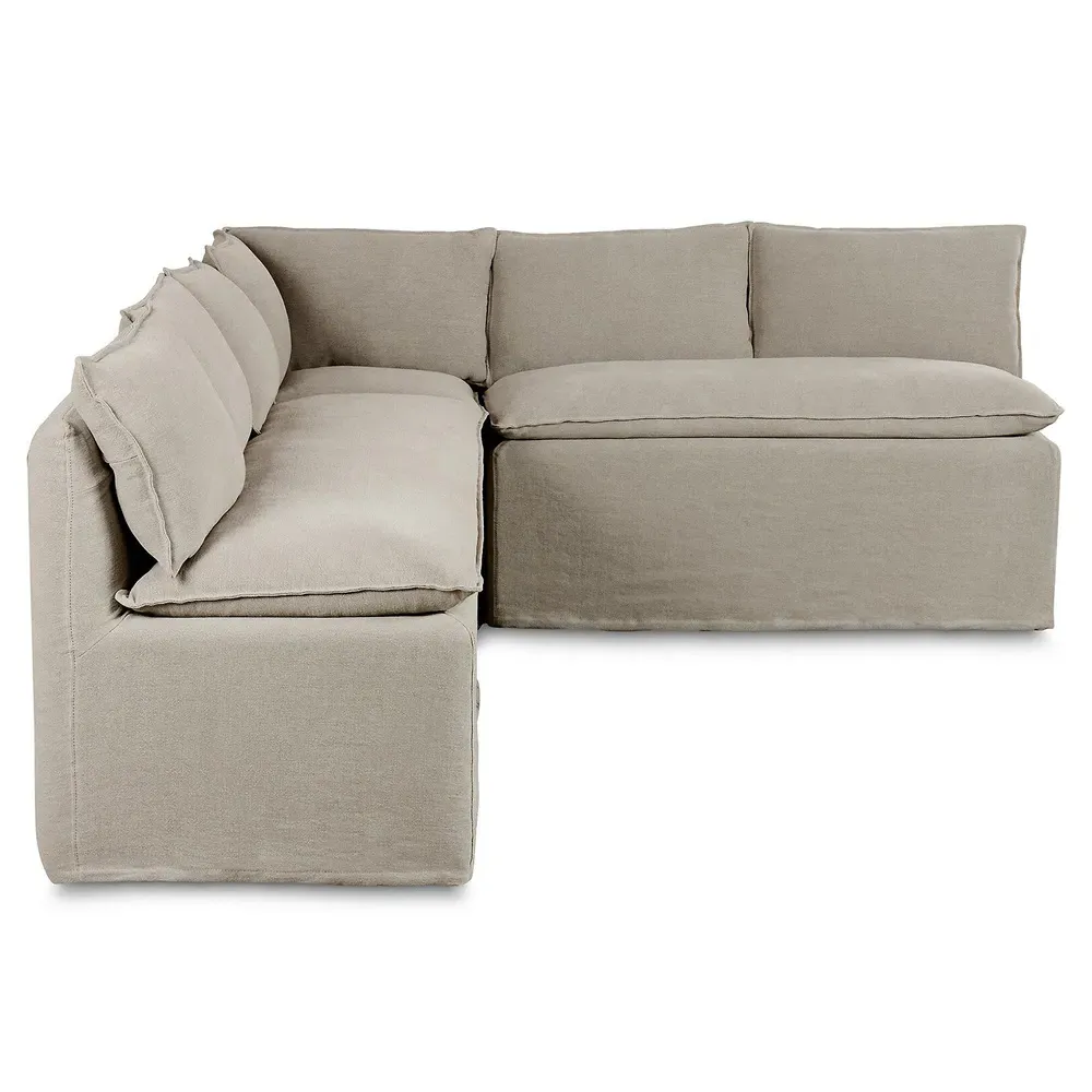 Andrew Slipcovered Dining Banquette - Grey, Linen