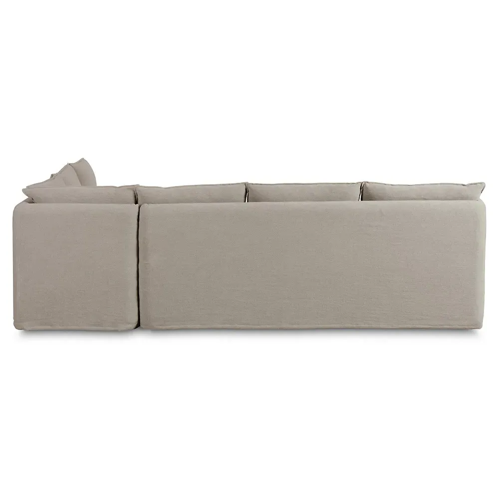 Andrew Slipcovered Dining Banquette - Grey, Linen