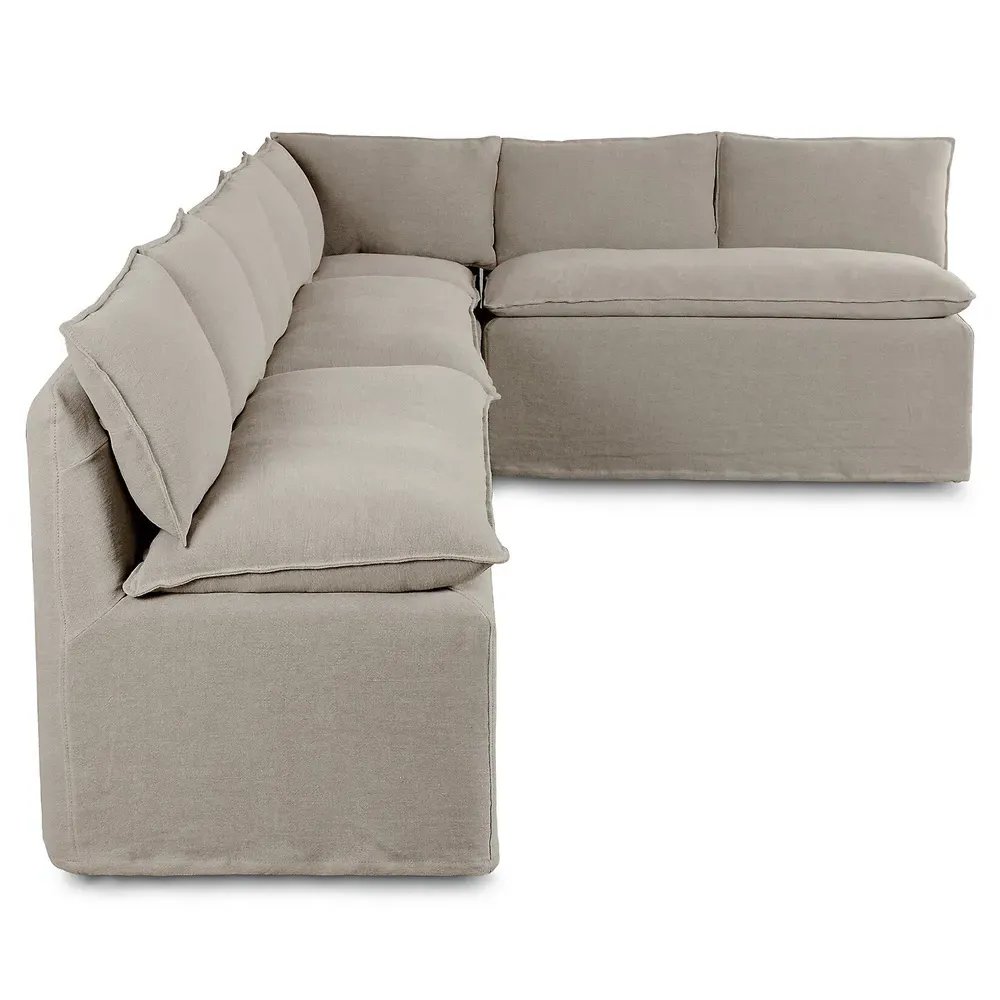 Andrew Slipcovered Dining Banquette - Grey, Linen