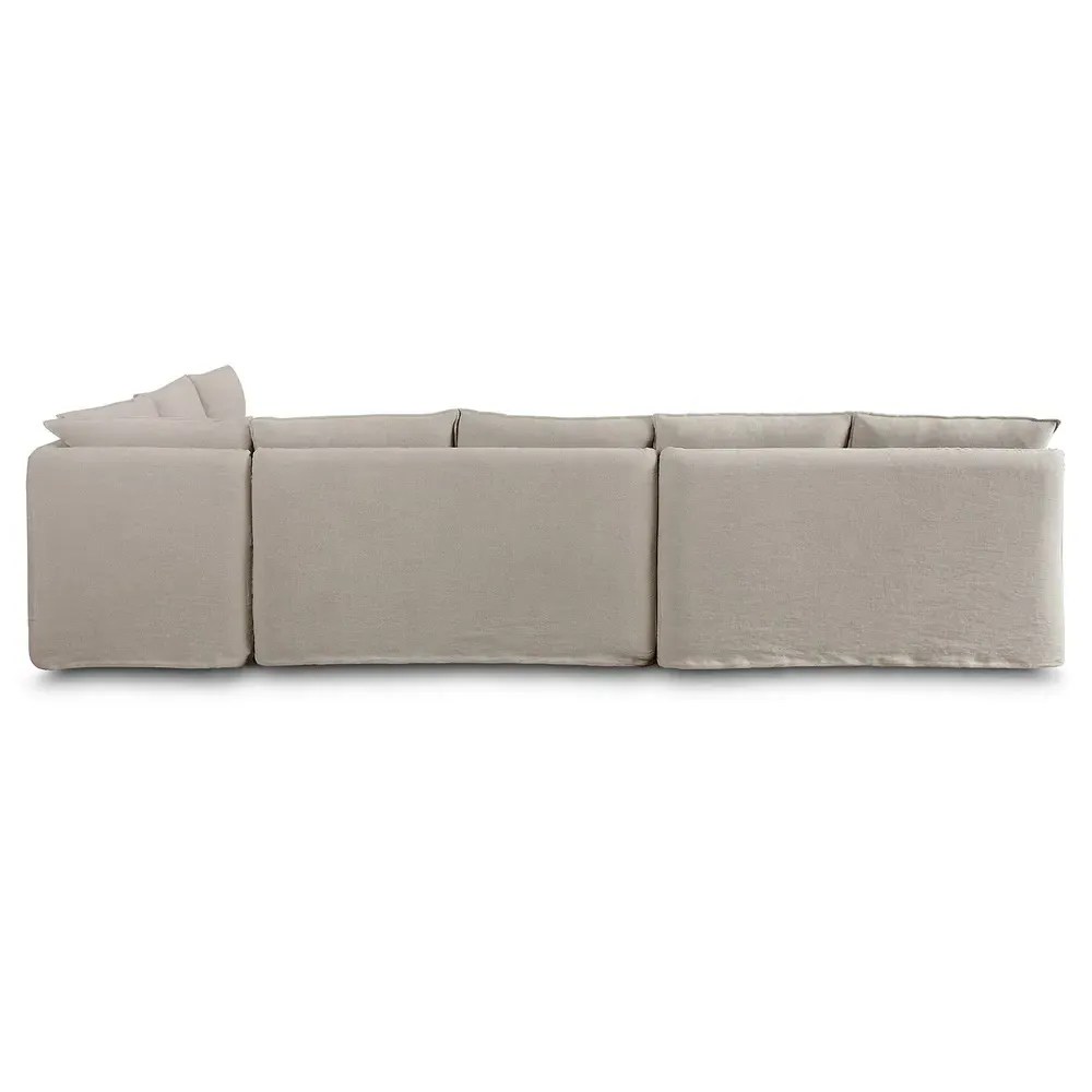 Andrew Slipcovered Dining Banquette - Grey, Linen