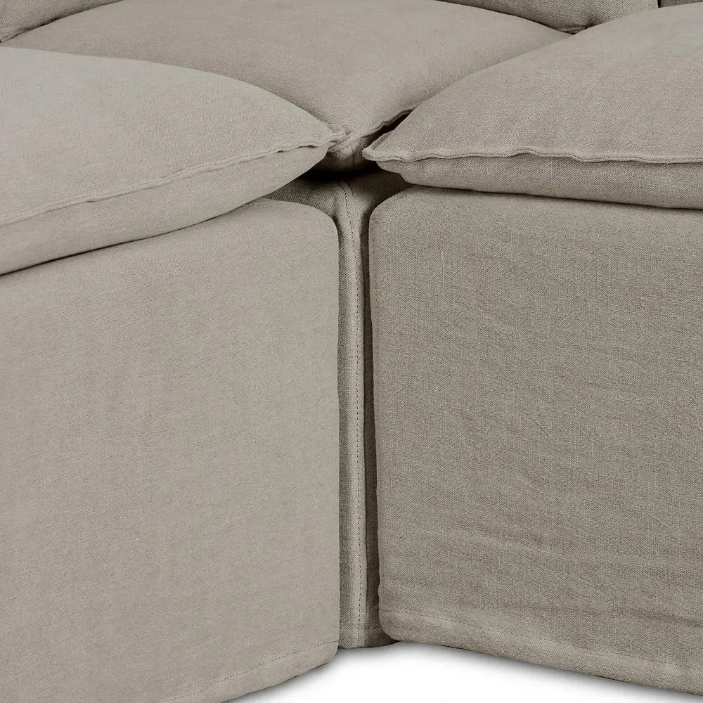 Andrew Slipcovered Dining Banquette - Grey, Linen