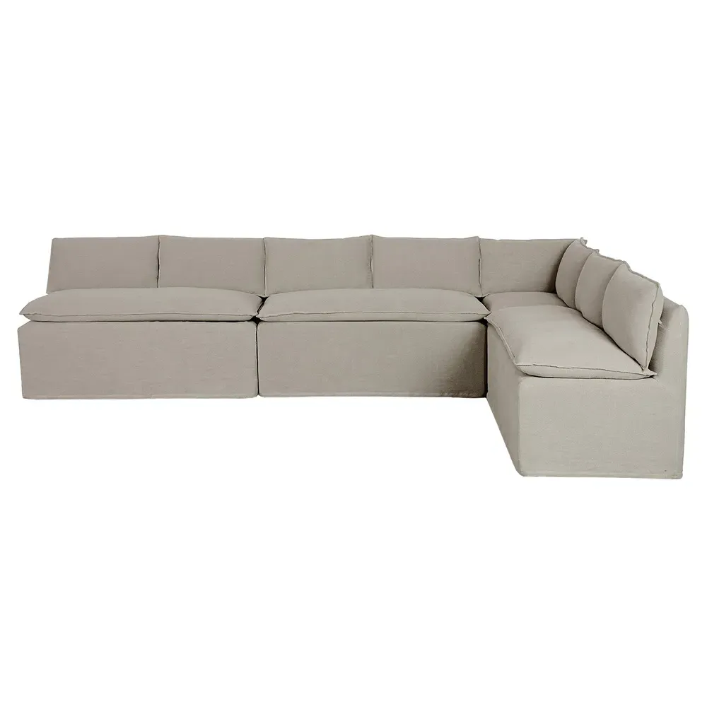 Andrew Slipcovered Dining Banquette - Grey, Linen