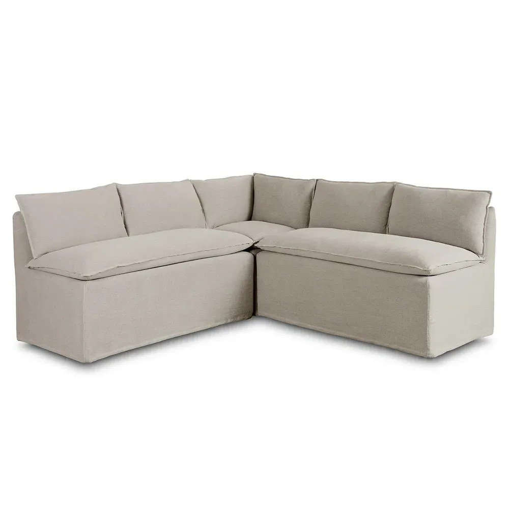 Andrew Slipcovered Dining Banquette - Grey, Linen