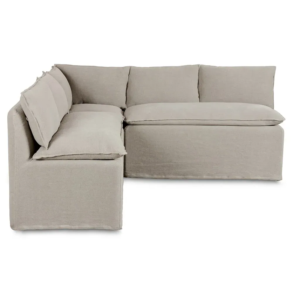 Andrew Slipcovered Dining Banquette - Grey, Linen