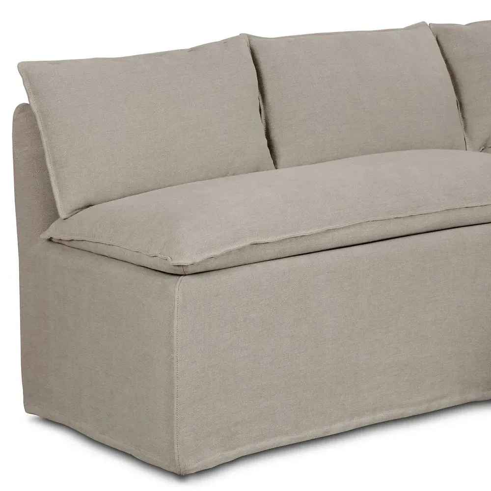 Andrew Slipcovered Dining Banquette - Grey, Linen