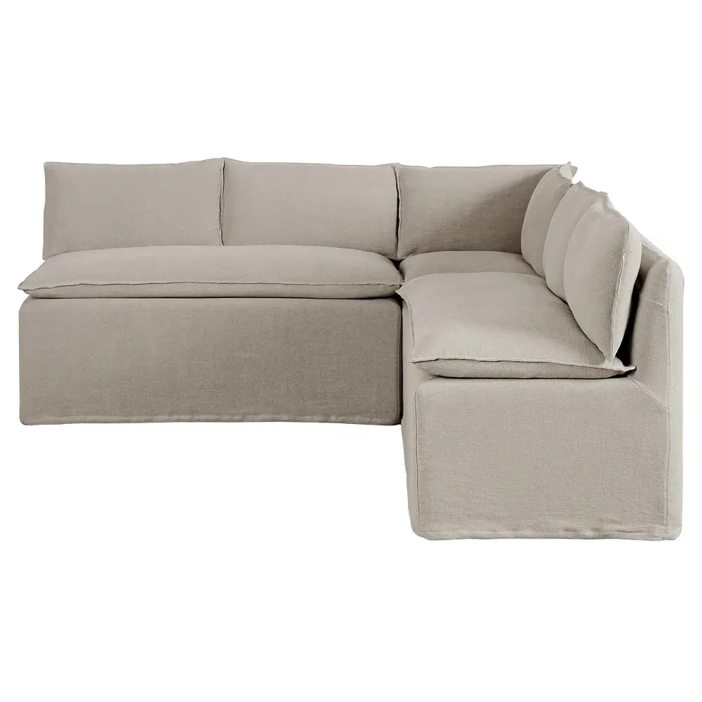 Andrew Slipcovered Dining Banquette - Grey, Linen image