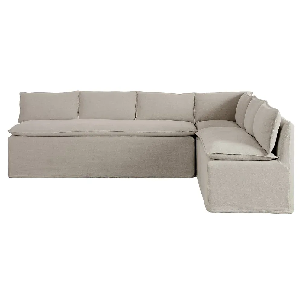 Andrew Slipcovered Dining Banquette - Grey, Linen