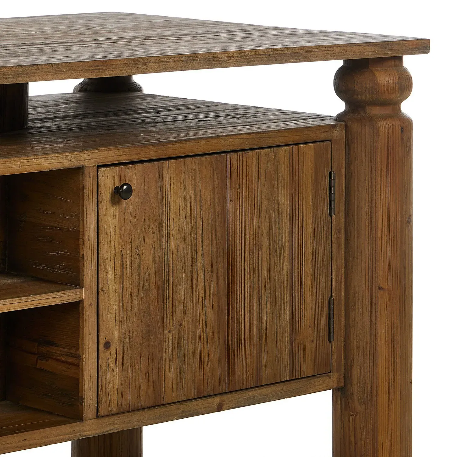 Anelie Reclaimed Pine Wood Desk with Storage - Light Brown