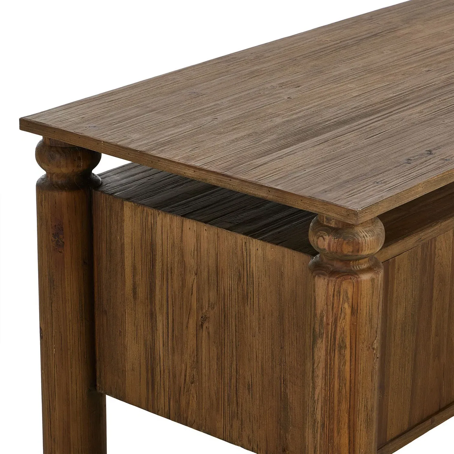 Anelie Reclaimed Pine Wood Desk with Storage - Light Brown