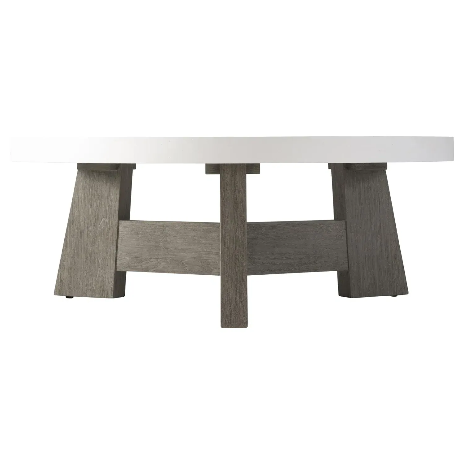 Angela Round Outdoor Coffee Table - White, Concrete