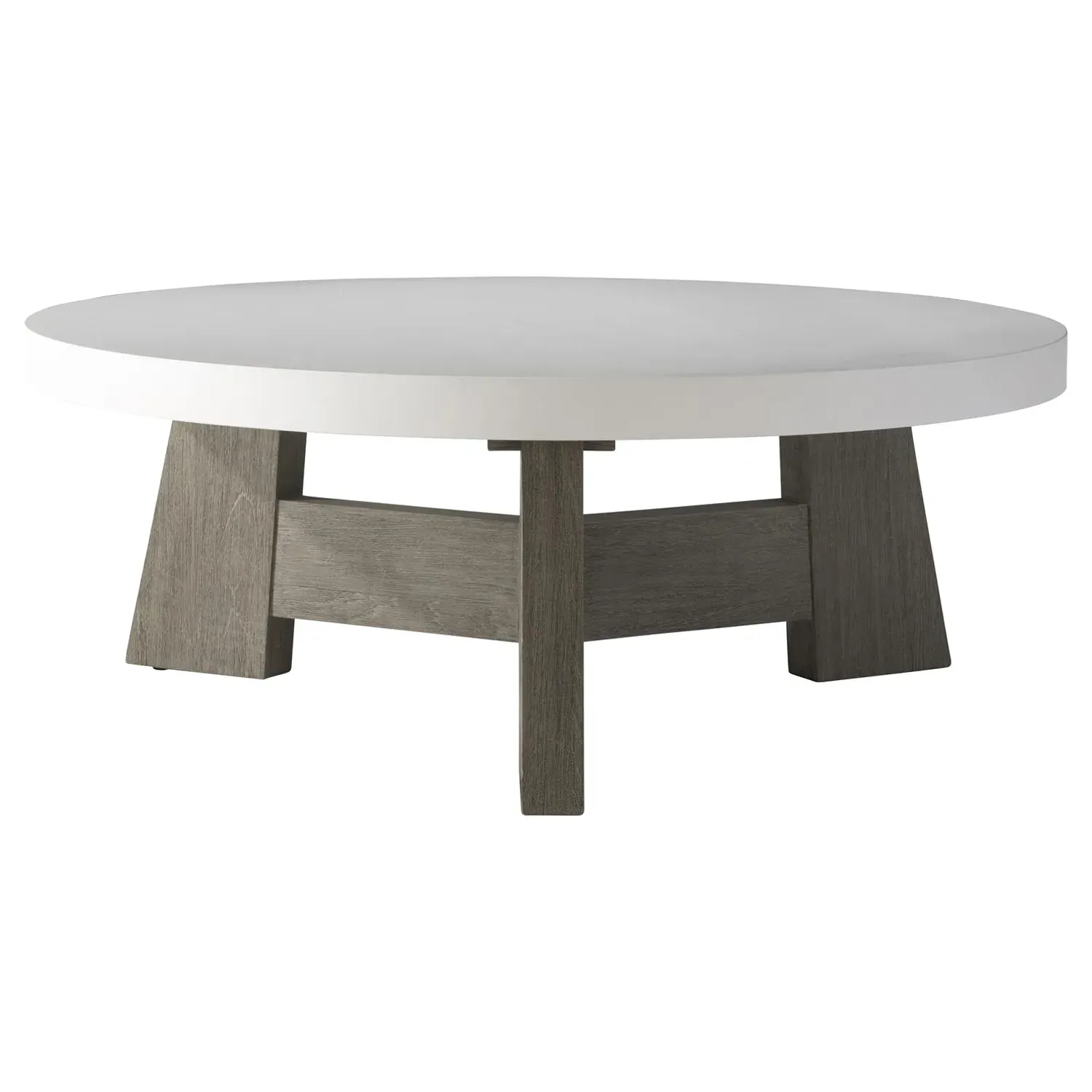 Angela Round Outdoor Coffee Table - White, Concrete