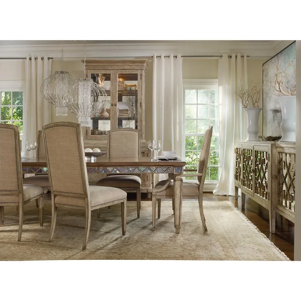 Angelique Oak Wood Sideboard with Mirror Doors - Brown