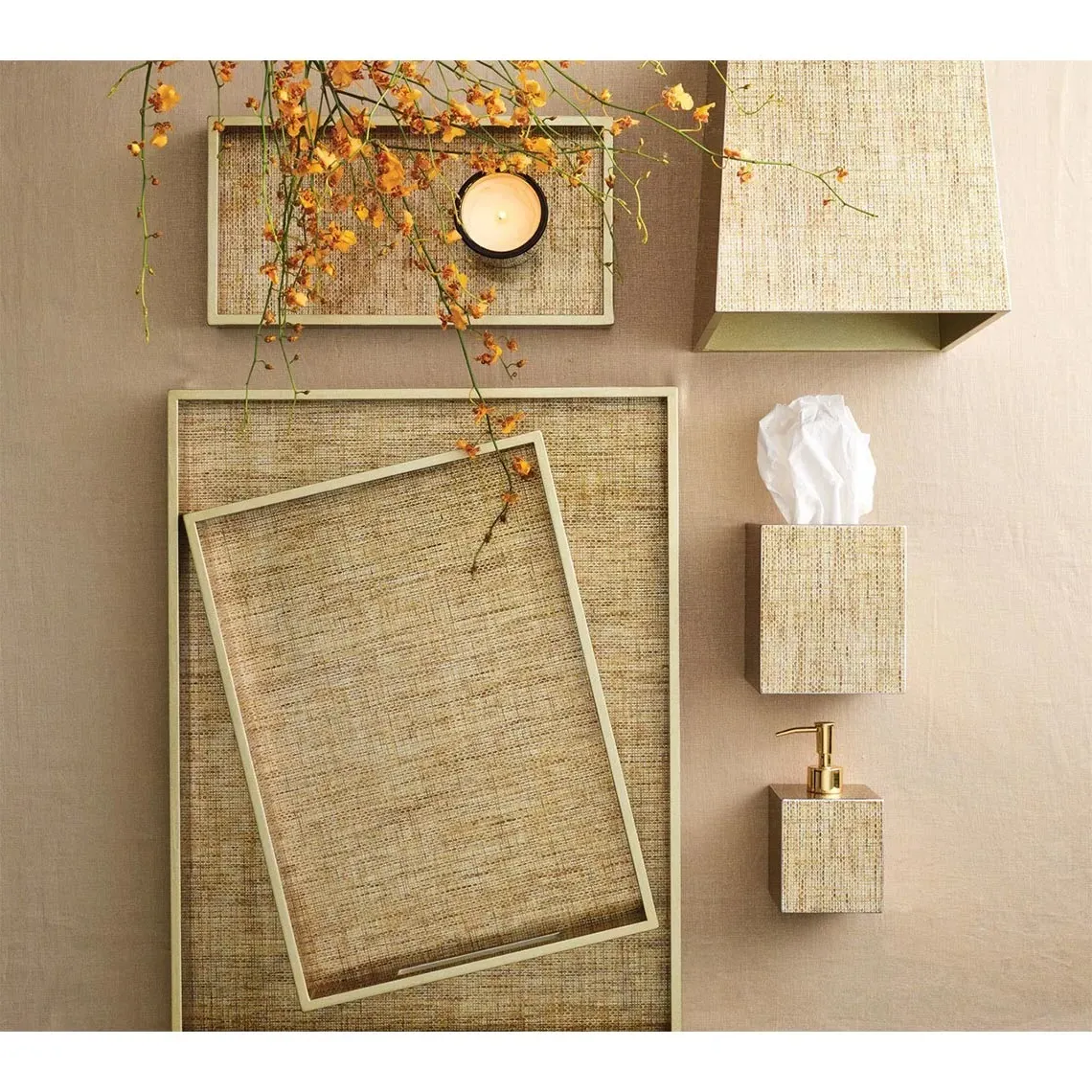 Angkor Waste Basket - Brown, Raffia