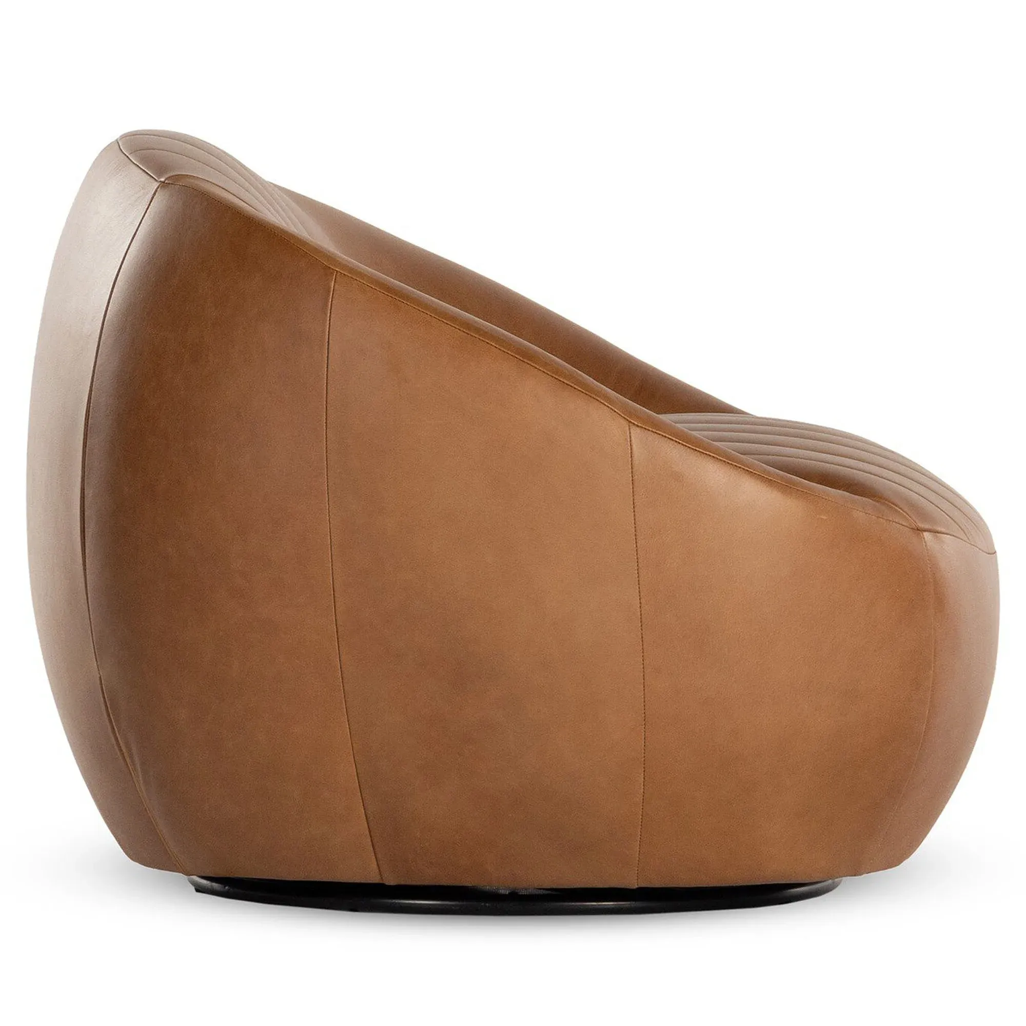 Anica Barrel Swivel Chair - Sienna Brown, Leather