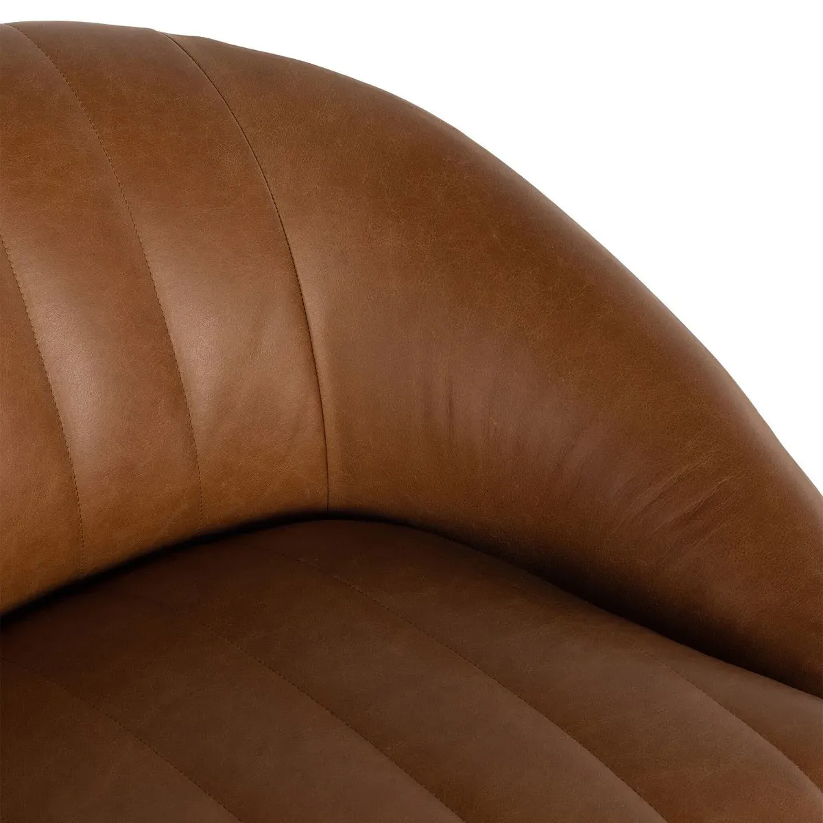 Anica Barrel Swivel Chair - Sienna Brown, Leather