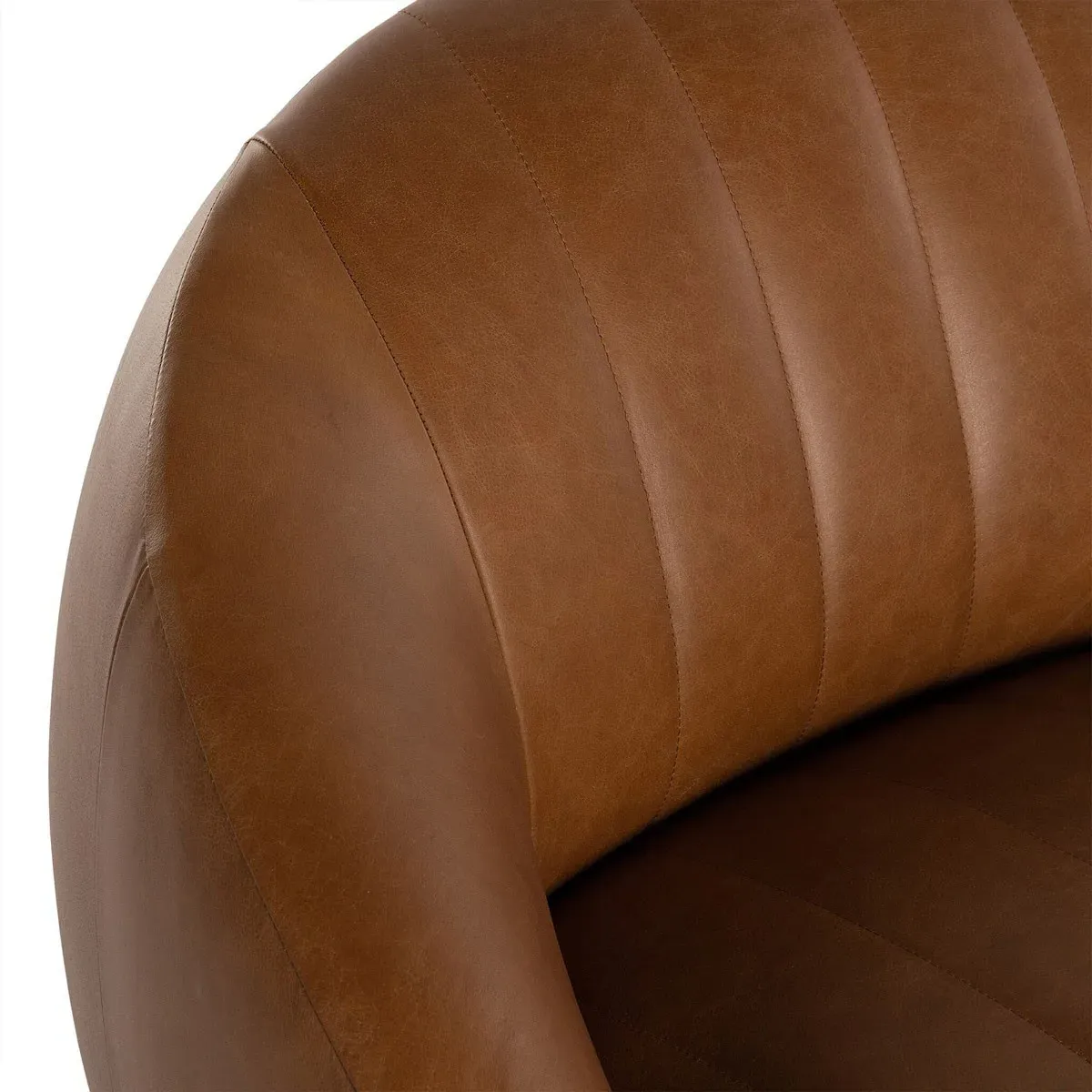 Anica Barrel Swivel Chair - Sienna Brown, Leather