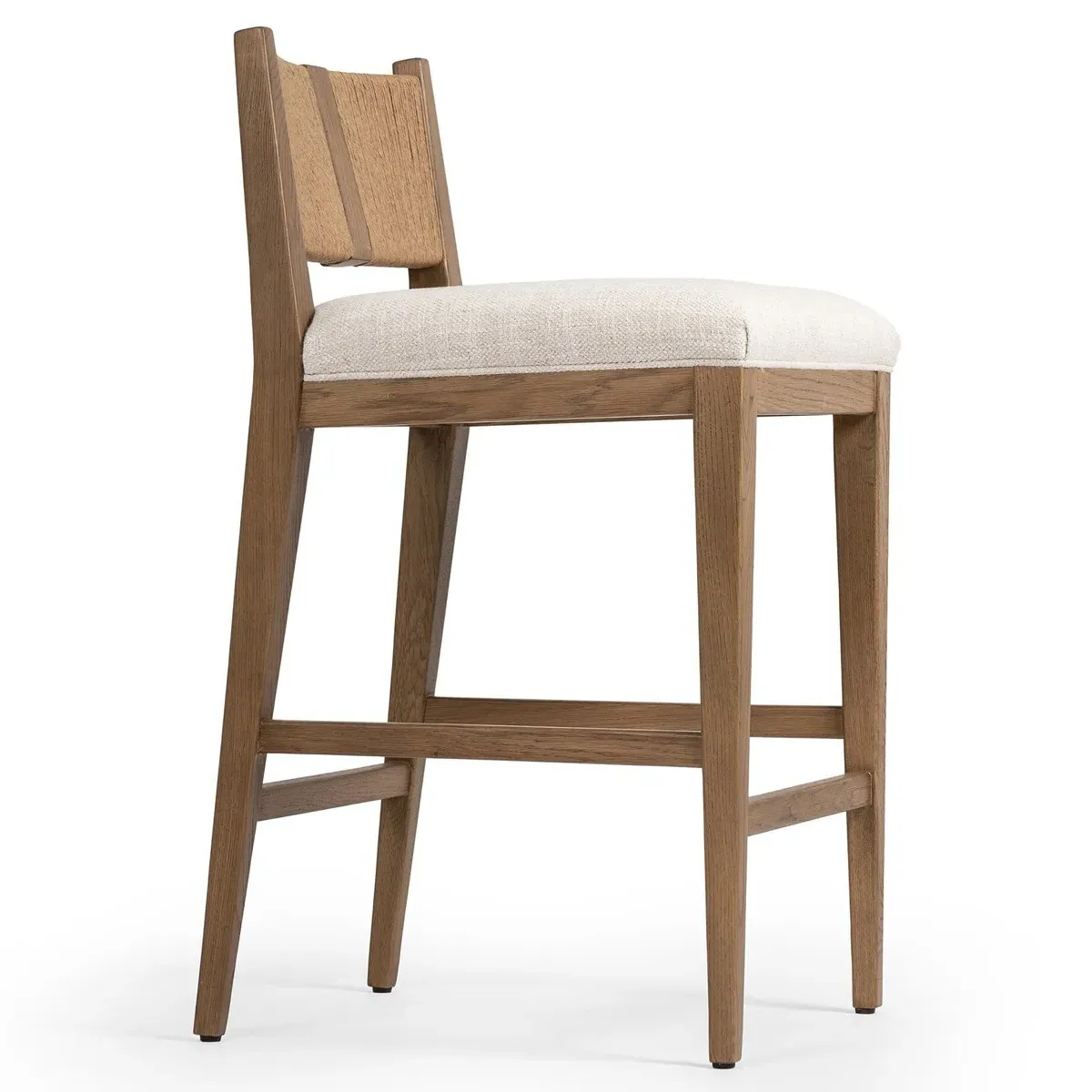 Anika Counter Stool with Paper Cord - Off White, Oak
