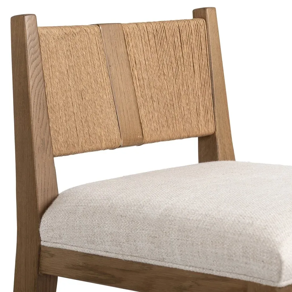 Anika Counter Stool with Paper Cord - Off White, Oak