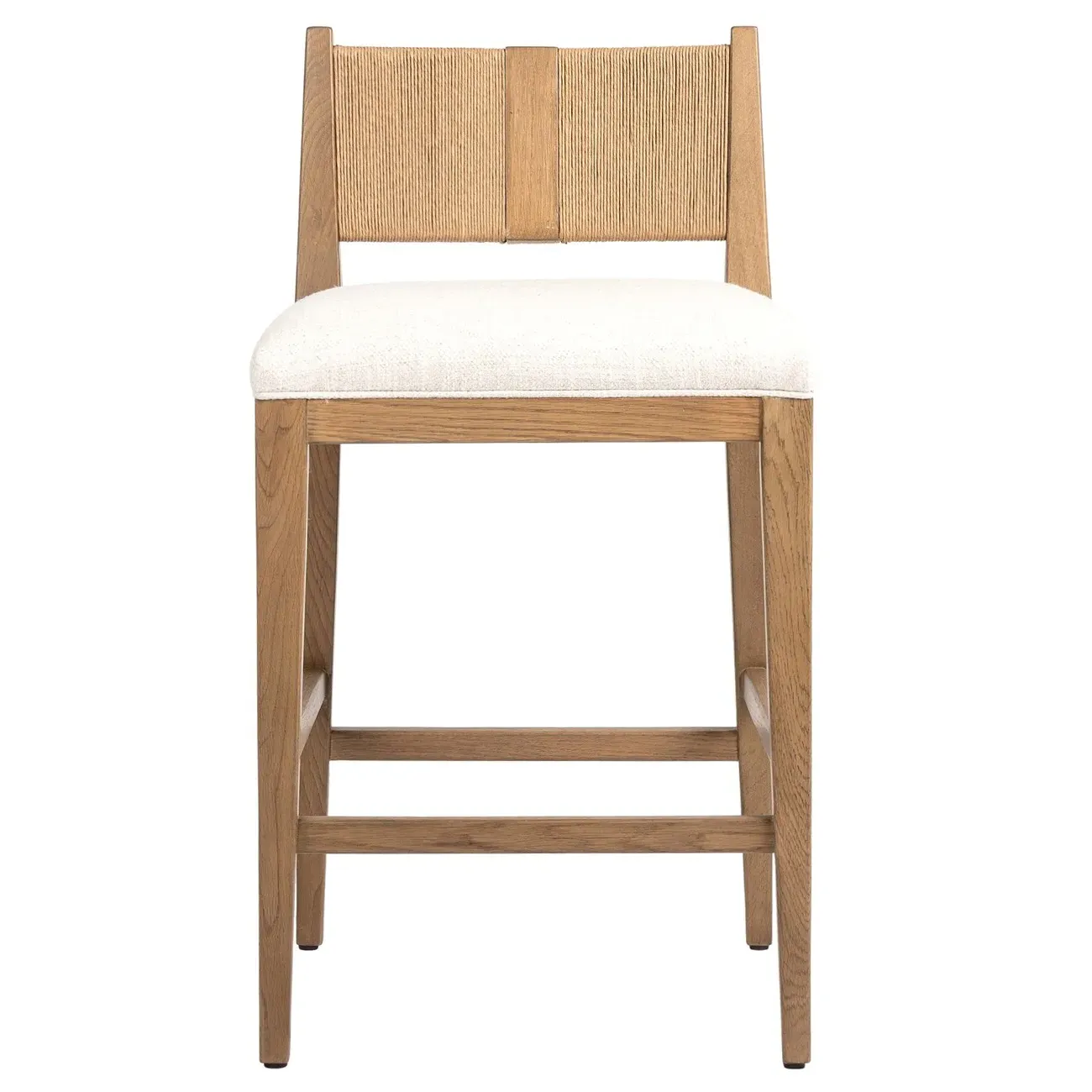 Anika Counter Stool with Paper Cord - Off White, Oak