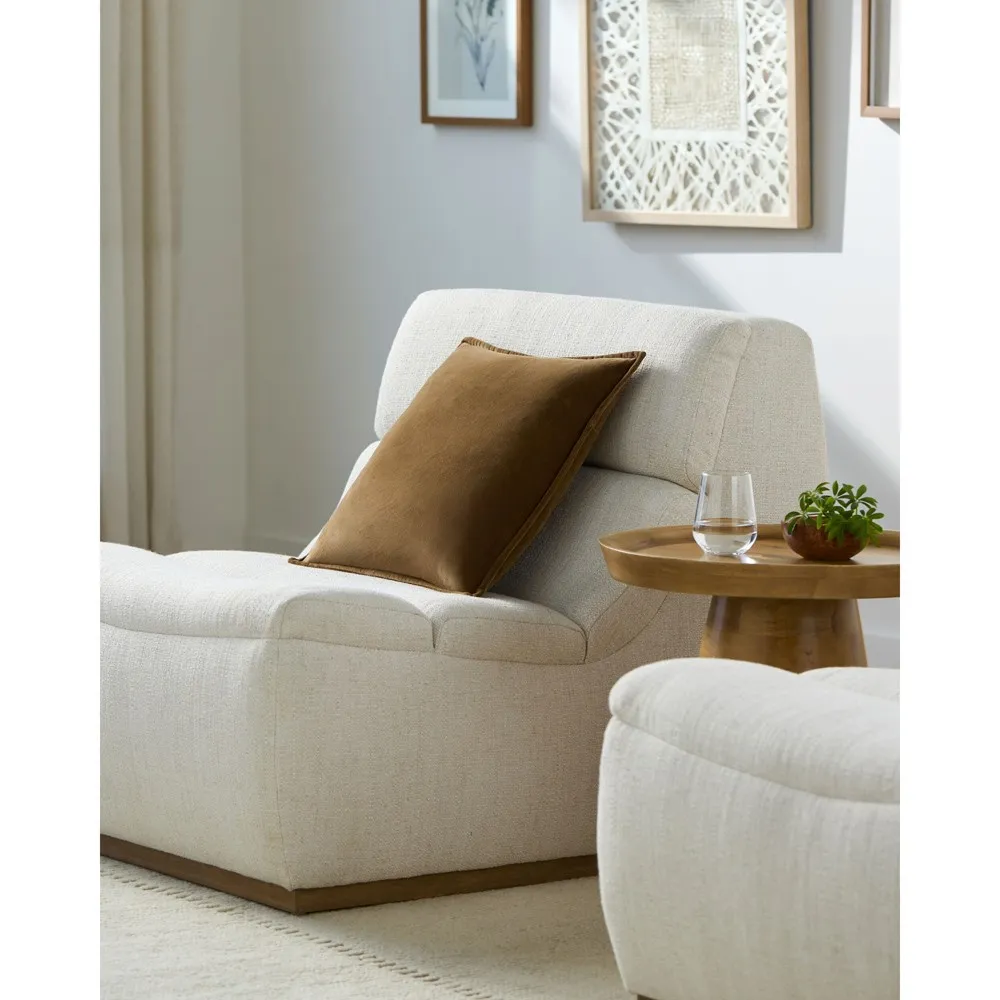 Anika Flange Down Pillow - Brown, Velvet