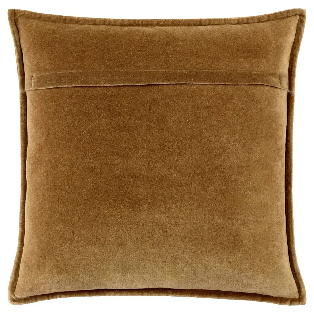 Anika Flange Down Pillow - Brown, Velvet