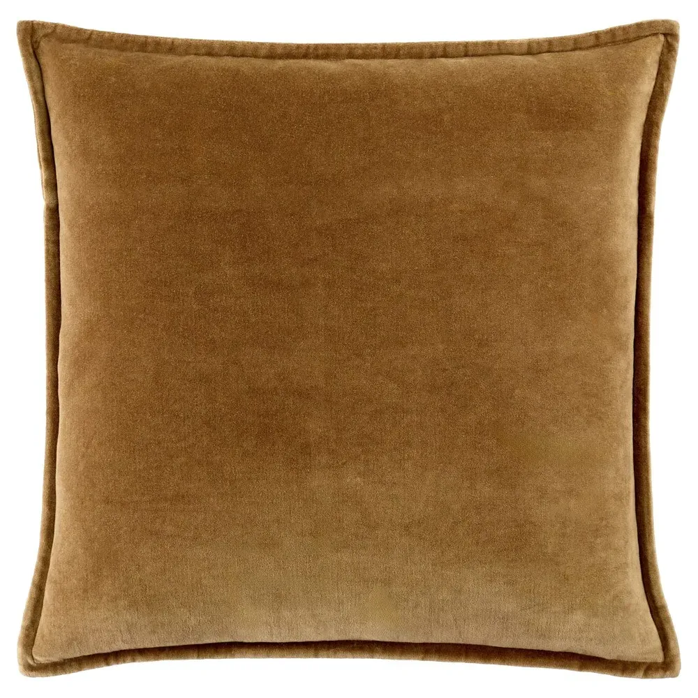 Anika Flange Down Pillow - Brown, Velvet