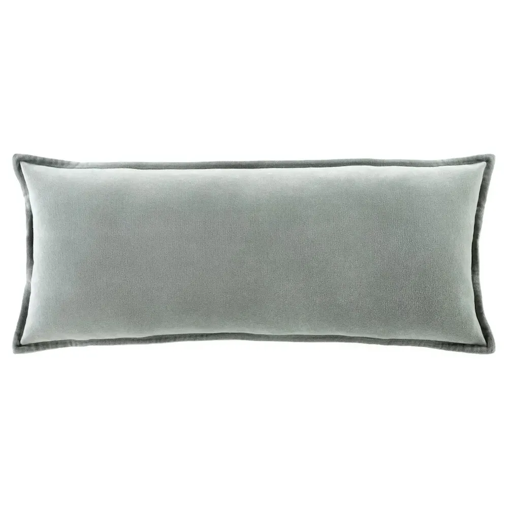 Anika Lumbar Pillow with Down Insert - Green, Velvet