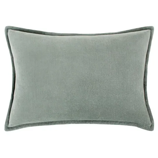 Anika Lumbar Pillow with Down Insert - Green, Velvet image