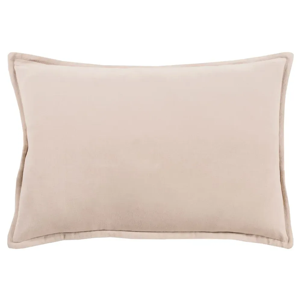 Anika Lumbar Pillow with Down Insert - Light Beige, Velvet