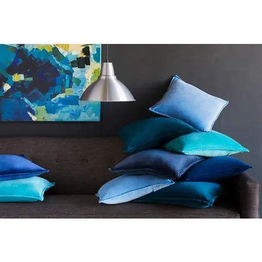 Anika Lumbar Pillow with Down Insert - Navy Blue, Velvet