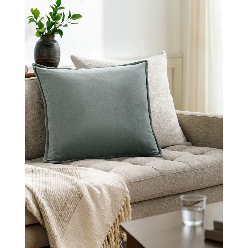 Anika Pillow with Down Insert - Green, Velvet