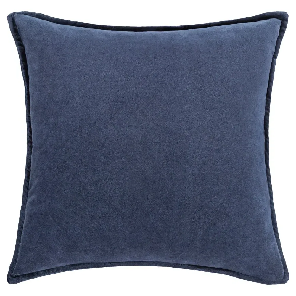 Anika Square Pillow with Down Insert - Blue, Velvet