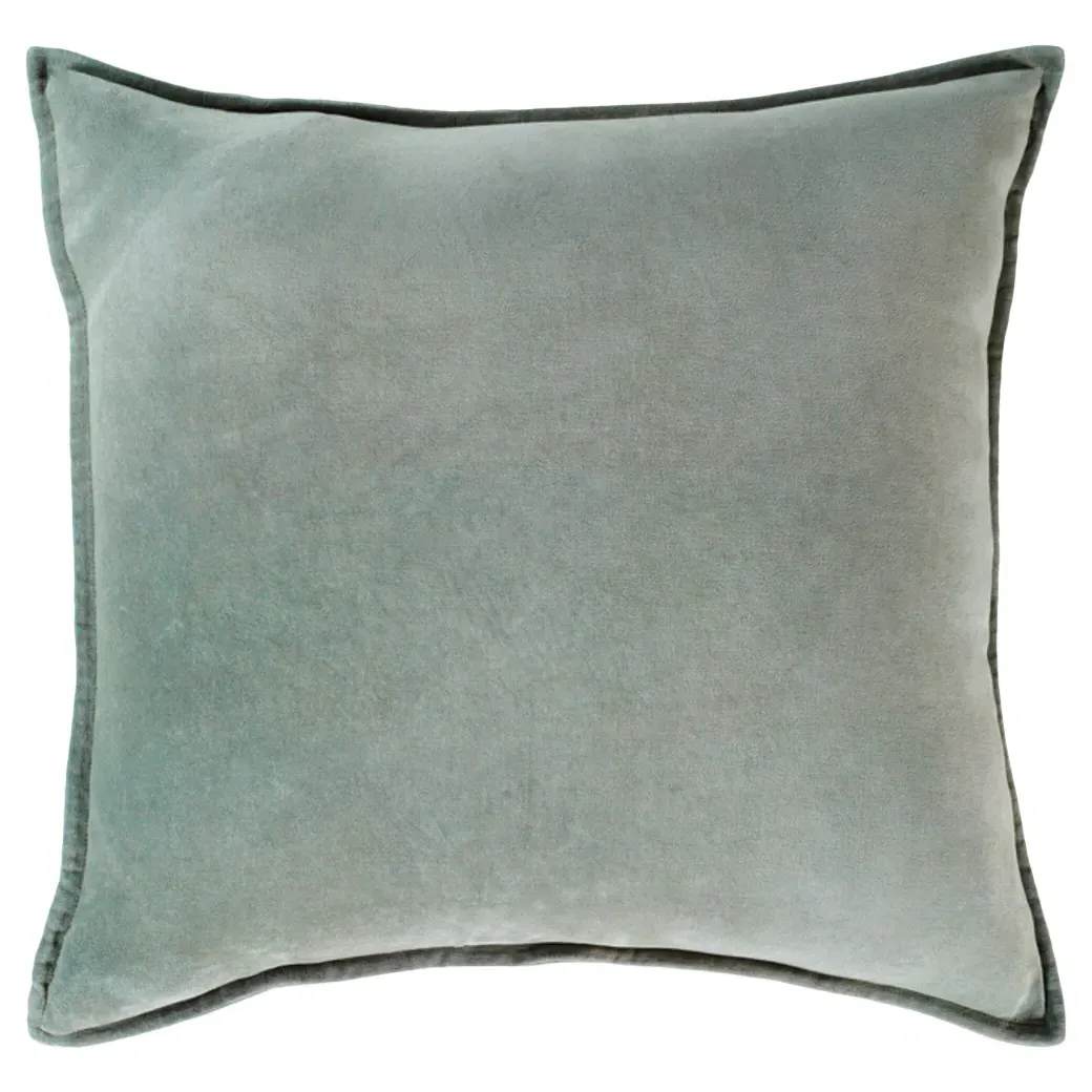 Anika Square Pillow with Down Insert - Green, Velvet